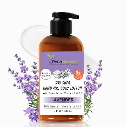 RaGaNaturals Lavender Shea Butter Hand and Body Lotion, 8 Fl Oz - Moisturizing, Plant-Based, Vegan, with Argan, Avocado Oil & Vitamin E