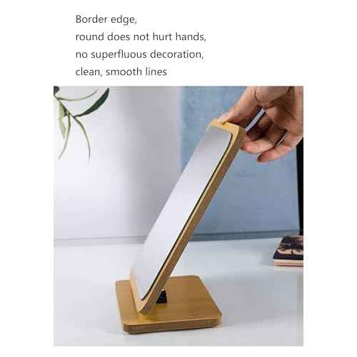 1 PC Rectangular Compact Table Mirror Vertical Wood Frame Mirror Table Mirror 90 Degree Rotation Makeup Mirror Back Stand Makeup Mirror (Vertical)