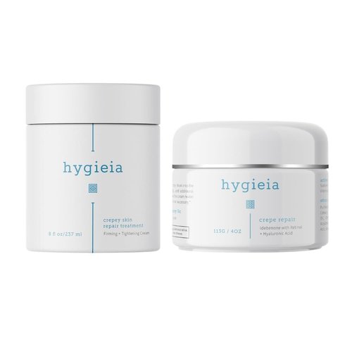 Hygieia + Eternal Youth Bundle - Crepey Skin Repair Cream 4 OZ & Full Body Moisturizing Cream 8 OZ - Revitalizes & Nourishes Dull, Dry & Textured Skin