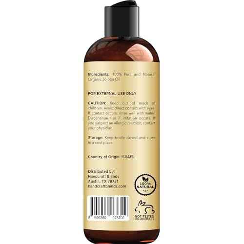 Handcraft Blends USDA Organic Jojoba Oil | Cold-Pressed | 8 Fl Oz | 100% Pure & Natural | for Hair, Skin & Face | Premium Grade Carrier Oil | for Massage & Aromatherapy | Hexane-Free