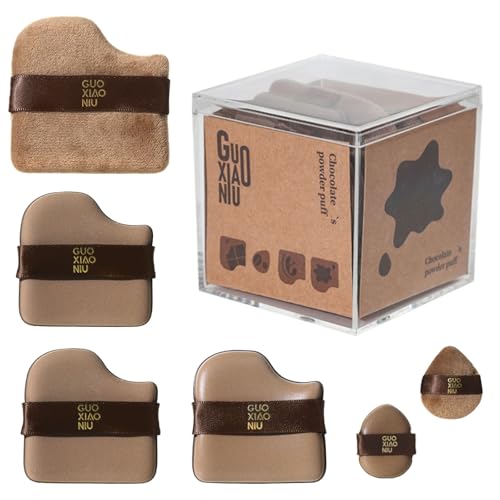 6pcs Powder Puffs Set With Case, Makeup Powder Puff, Velour Makeup Puff, Setting Powder Puff, Reusable & Washable, Ideal For Foundation, Powder Cream, Setting, Christmas Gifts For Women