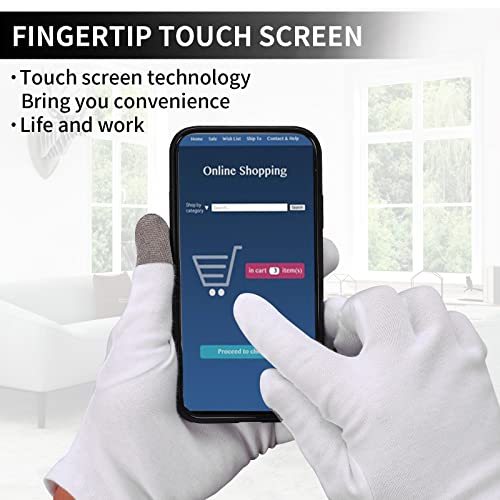 Sibba 2 Pairs Touch Screen Moisturizing Gloves White Cotton Moisturizing Gloves Overnight Bedtime Heal Eczema Sleeping Lotion Hand Spa Treatment Gloves Repair Rough Cracked Dry Chapped Hands Skin