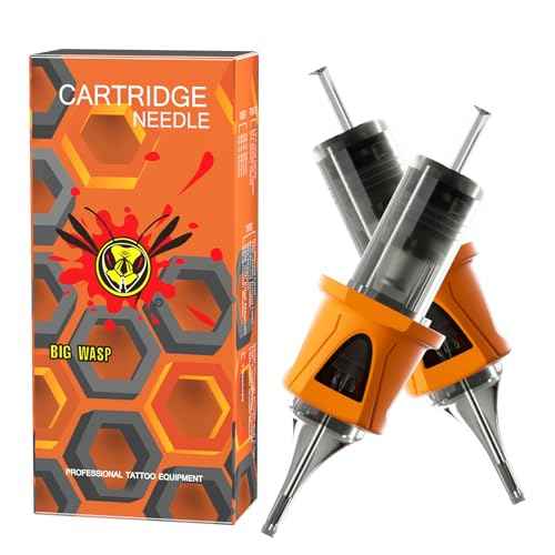 BIGWASP Energy 3RL - 20Pcs 1003RL Tattoo Cartridge Needles with Finger Ledge, #10 Bugpin 3 Round Liner for Rotary Tattoo Machines