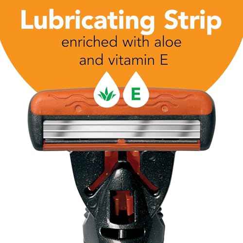 BIC Comfort 3 Men's Refillable 3 Blade Razors, Black Handle with Pivoting Head, 12-Pack