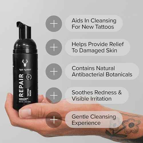 Tattoo Aftercare Soap - Tattoo Soap for New Tattoo - Fragrance Free Tattoo Foam Wash - Unscented Tattoo Cleaner Made with Clean + Vegan Ingredients, 2oz