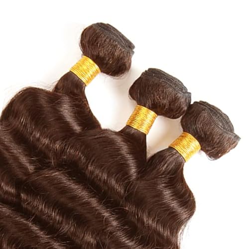 #4 Chocolate Human Hair Bundles Deep Wave Bundles 18 18 18 Inch Brown Unprocessed Brazilian Virgin Hair 3 Bundle 50 Gram Per Bundle Deals Quick Weave Hair Extensions