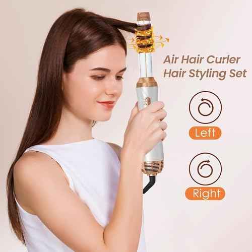 6 in 1 Hair Dryer Brush, Upgrade Detachable Blow Dryer Air Styler Wrap Curler, Hot Air Brush Curly Twist Curling Iron, Negative Ion Blow Dryer Hot Styler, Travel Hair Styling Tool