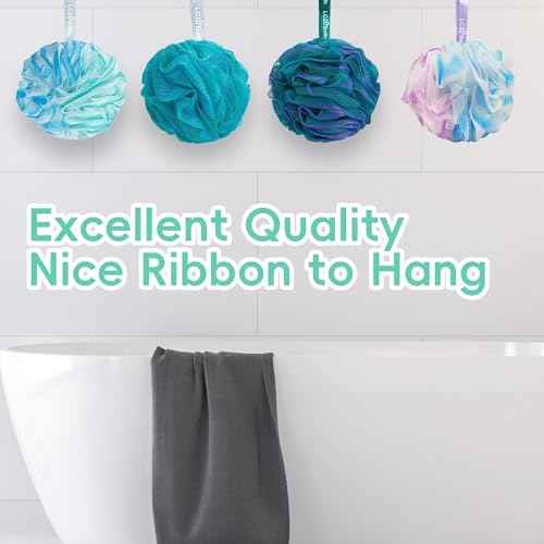 Loofah 4 Pack 75g Extra Large Loofa Set Soft Bath Sponge Thick Body Wash Puffs for Shower