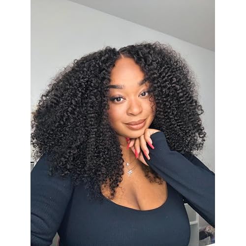 Kinky Curly 13x4 HD Lace Front Human Hair Wigs 180% Density Kinky Curly Glueless Wig 12A Brazilian Virgin Hair Pre Plucked With Baby Hair 16Inch Afro Kinky Curly Lace Frontal Wigs For Women