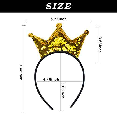 Totelux Crown Headband Sequins Hair Bands Women Girls Hair Accessories for Birthday Party Favors Hair Decoration Supplies