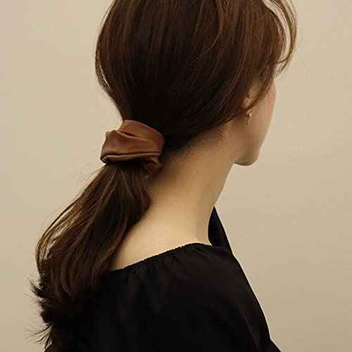 Big Hair Scrunchies for Women Girls 4 Pcs Soft Leather Scrunchies Ponytail Holders for Thick Hair Rubber Bands for Womens Elastic Hair Ties