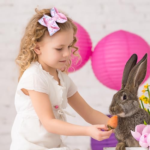 2Pc Birthday Hair Bow Clips Gift for Girls Ages 1-6, 4.3in Pink Confetti Sprinkle Hair Barrettes for Toddler Kid Teens Ice Cream Birthday Party Dress Decor Accessories