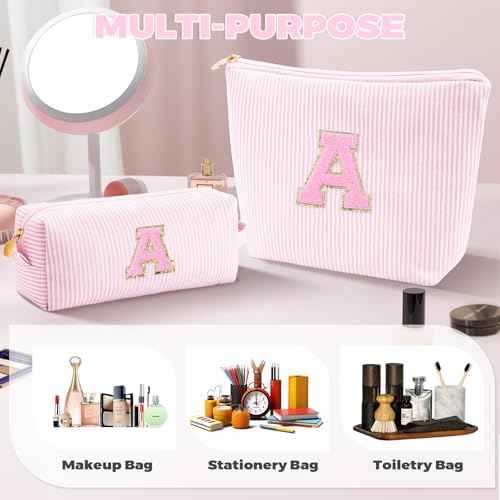 Birthday Christmas Gifts for 10 11 12 13 14 15 16 17 18 Years Old Girl,Stocking Stuffers Makeup Bag Cosmetic Bag Set,Teen Girls Teacher Gift Trendy Stuff Toiletry Bag for Women - Pink,A