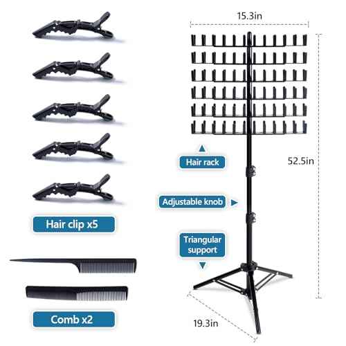 Braiding Hair Rack Standing Extension Holder Hanger, 144 Pegs Divider for Separator Stand Display (Black)