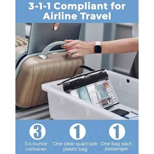 BAGSMART TSA Approved Toiletry Bag, 2 Pack Clear Makeup Cosmetic Bag Organizer, Quart Size Travel Bag for Toiletries, Carry-on Travel Accessories Essentials, Black-2pcs