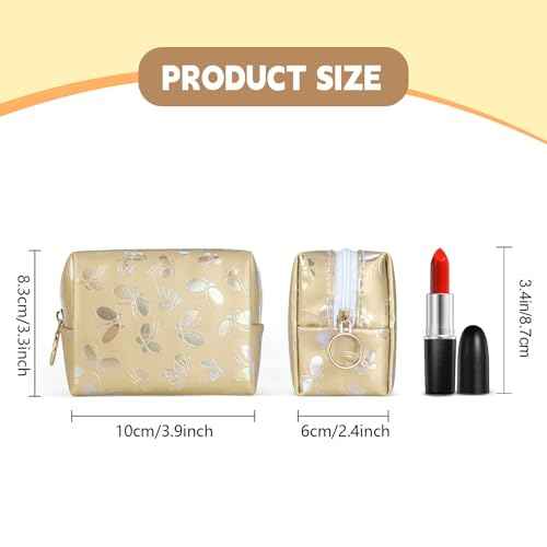 3.9" Mini Makeup Bag, Small Makeup Bag for Purse, Portable Mini Makeup Pouch for Lipsticks, Chapsticks, Coin, Earphone, Credit Card (White Butterfly)