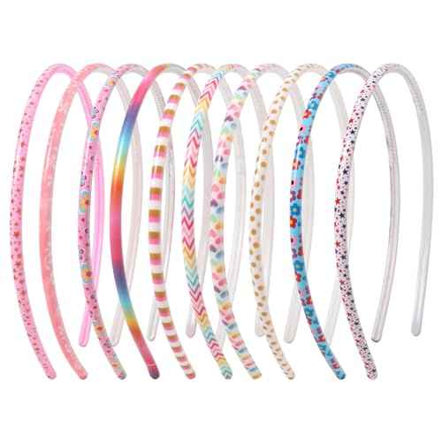 Fishdown 10pcs Plastic Headbands for Women with Teeth£¬Skinny Headbands for Women Girls Non Slip Effortless Thin Plastic Headband
