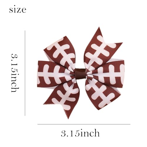 Football Hair Bow Clips Brown Hair Bows for Women Cute Football Line Print Hair Clip Football Ribbon Bows for Girls Cheer Hair Barrettes 3in¡¯ Football Sport Hair Bow Super Bowl Hair Accessories 2Pcs