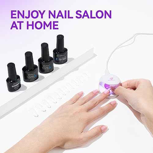 Gelike EC Gel Nail Glue for Press On Nails: 6 in 1 Strong UV Nail Glue for Nail Tips and Acrylic Fake Nail - Long Lasting 28 Days Quick Dry - Beginner Friendly DIY for Home Salon