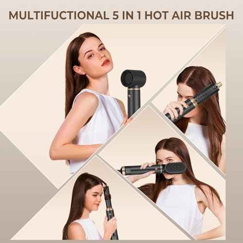 5 in 1 Blow Dryer Brush, Upgrade Hair Dryer Brush Air Curler Air Curling Wrap Styler, Detachable Hot Air Brush Negative Ion Curling Brush Iron, Hair Styling Tools for Drying Curling Straightening