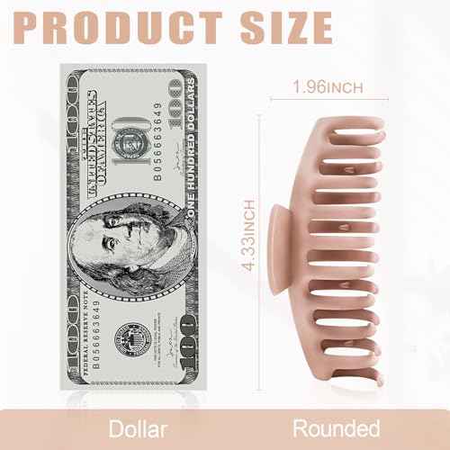 TOCESS Hair Claw Clips for Women ? Large Clips for Thin Thick Hair Big Neutral Claw for Curly Hair Matte Nonslip Strong Hold 4.33 Inch Jumbo Claws Jaw Set (8 Pcs)