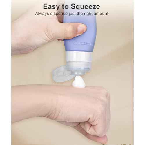 Quatish Travel Bottles for Toiletries 6 Pack, Original Patented Leakproof 3 oz Tsa Approved Travel Size Containers, BPA Free Silicone Shampoo and Conditioner Bottles, Camping Essentials