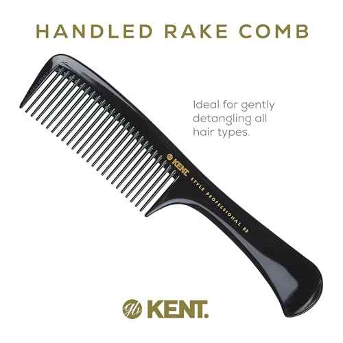 Kent SPC83 Black Salon-Style Barber Comb and Dressing Cutting Detangler with Wide Teeth - Professional Barber Wide Tooth Comb for Styling for Medium and Thick. Ergonomic Grip for Daily Use.