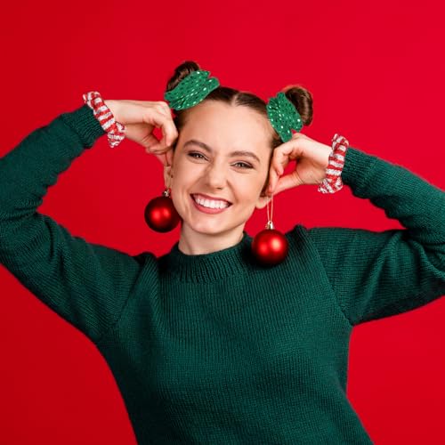 60 Pcs Christmas Scrunchies for Women Christmas Hair Scrunchies Bulk Holiday Scrunchies Velvet Soft Elastic Snowflake Ponytail Holder Plaid Christmas Scrunchie Gift Pack for Women