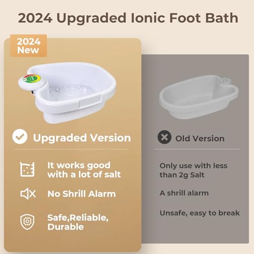 Upgraded Ionic Foot Bath Detox Machine, Foot Spa Bath for Home Use, Foot Cleaner Machine To Remove Toxins with 2 Arrays, 15 Disposable Foot Bath Liners, Detox Sea Salt, Upgraded Durable Basin