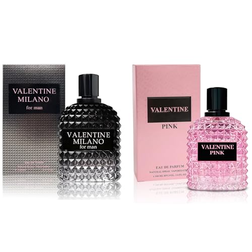 Perfume Couple Set Valent Milano & Pink,Long Lasting Sweet Scent for Women/Men Fragrance 2x100ML