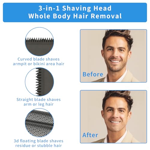 Electric Razor for Men Women,3 in 1 Travel Cordless Rechargeable Painless Foil Shaver with Led Display,Waterproof Wet & Dry Body Razors for Face Nose Ear Hair (Black)