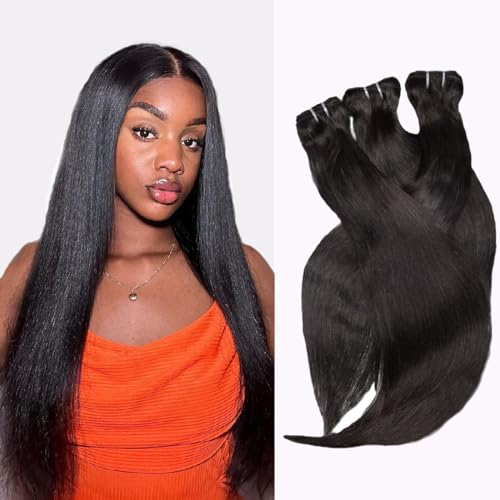 12A Human Hair Bundles Brazilian Straight Hair Bundles 18 20 22 Inch Brazilian Virgin Human Hair Weave Bundles For Black Women Straight Bundles Human Hair Extensions Natural Black Color