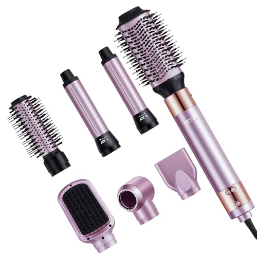 VEVOR Hair Styler and Dryer Brush, 6-in-1 Multi Air Styler with Brushless Motor, 2 Auto-Wrap Curlers, 3 Brushes & 2 Nozzles, 110,000RPM High-Speed Ionic Blow Dryer, Styling Tool for All Hair Type