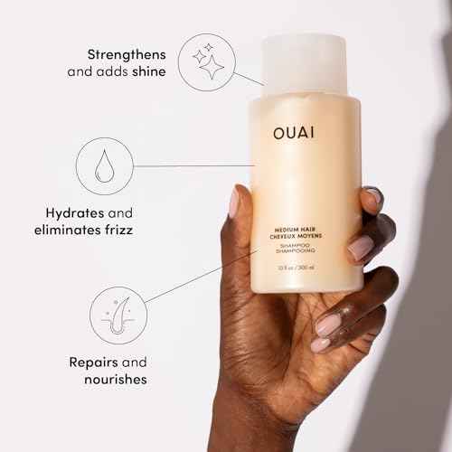 OUAI Medium Hair Shampoo and Conditioner Set - Sulfate-Free Shampoo and Conditioner for Women & Men - Made with Keratin, Shea Butter & Avocado Oil - Free of Parabens & Phthalates (10 Fl Oz)