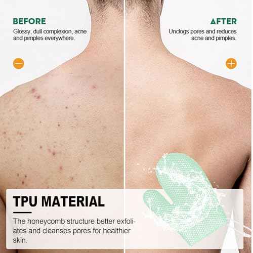 Exfoliating Glove Bath Mitt -Exfoliating Gloves for Shower, Body Scrubber for Deep Cleansing, Quick Drying Bath Gloves (Green)