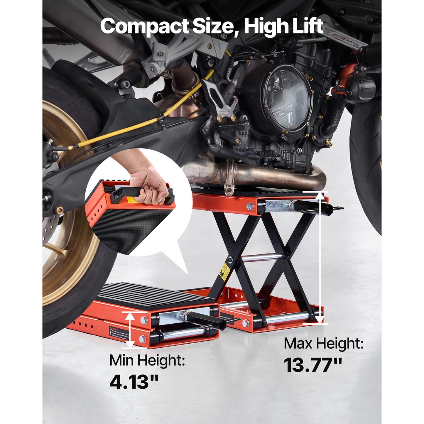 1500 Lb Motorcycle Lift Jack with Wide Deck & Lock Pin - Steel Scissor Stand for Bikes