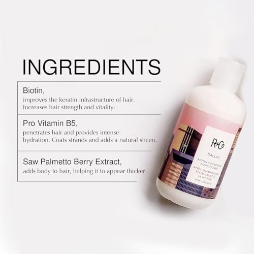 R+Co Dallas Biotin Thickening Shampoo & Conditioner Set + Deluxe Sample (0.5oz) | Adds Volume, Strength & Fullness | Sulfate-Free, Vegan + Cruelty-Free | 8.5oz (Pack of 2)