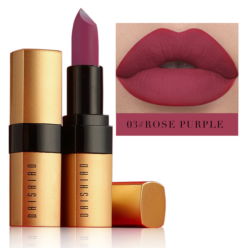 Waterproof Lipstick with Gold Tube - Matte Nonstick Cup for Makeup