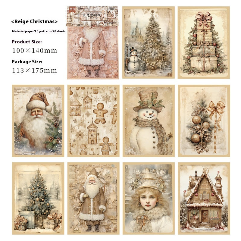 Retro Decorative Paper Sheets for Festive & Holiday Crafts - 20 Pack