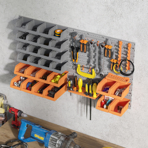 Wall Mounted Pegboard Tool Organizer Rack Kit - 44 Pieces for Garage & Workshop