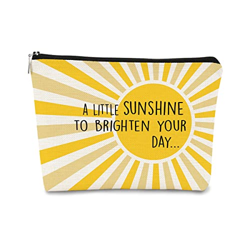 A Little Sunshine To Brighten Your Day Yellow Summer Inspirational Makeup Bag for Women, Cosmetic Bag Gift for Teen Girls,Birthday Christmas Gifts for Women Friends Mom Wife Grandma Daughter Teacher