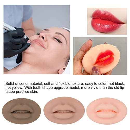 Tattoo Fake Lips 6Pcs Tattoo Practice Lips 5D Silicone Lips for Makeup Practice Realistic Tattoo Practice Skins Training Microblading Practice Skin Tattoo Fake Skin for Permanent Makeup