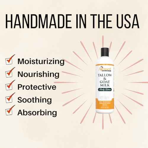 Tallow & Goat Milk Body Lotion for Sensitive Skin, Organic moisturizing Lotion - Soothes Dry skin, Goat Milk face and body Moisturizer - Handmade Tallow for skin cream (12 OZ, Oatmeal & Honey)