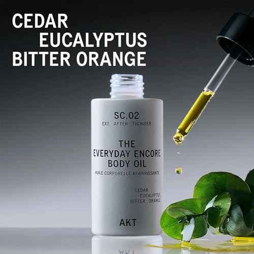 Akt Everyday Encore Body Oil 3.4 Fl Oz, SC.02 After Thunder Scent, Dry Body Oil After Shower, Skin Moisturizer, Fast Absorbing, Lasting Glow, Cedar Fragrance, Non-Greasy, All Genders Skincare