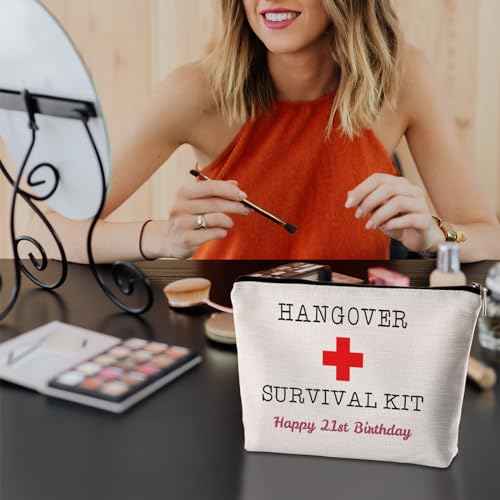 21st Birthday Gifts for Her 21st Birthday Hangover Kit Makeup Bag Decorations for Women Friends Bestie Sister Christmas