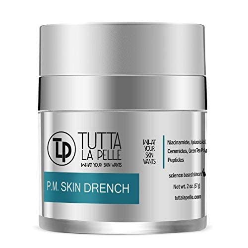 Tutta La Pelle Anti Aging Night Cream - Intense Hydrating Face Moisturizer - Enriched with Hyaluronic Acid, Ceramide, Peptides, Excellent Night Face Cream - Fragrance Free - Light Feeling - 1.7 oz