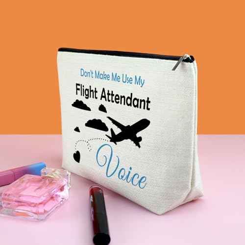 Flight Attendant Gift for Women Makeup Bag Funny Airplane Travel Gifts Travel Essentials Cosmetic Bag Christmas Birthday Gift for Future Pilot Flight Attendant