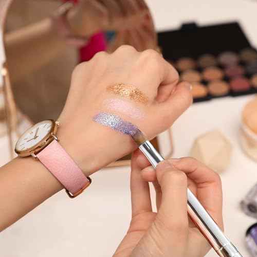 Quacc Double-ended Lip Makeup Brush, Retractable Lip Brush for Lipstick, Lip Gloss, Eyeshadow (Silver)