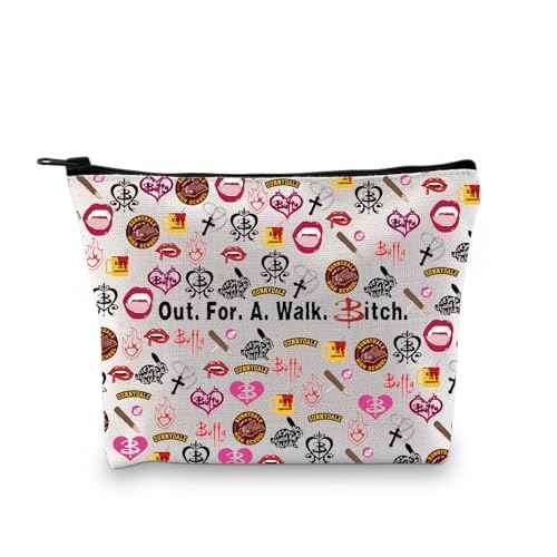 GJTIM BTVS TV Show Inspired Gift Out For A Walk Bi*ch BTV Vampire Makeup Zipper Pouch for Fans (Walk Bit*ch Bag)