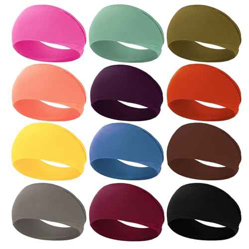 RITOPER Workout Wide Headbands for Women Non Slip, Super Soft Yoga Running Exercise Head Bands, Elastic Sweat Band Hair Bands for Women's Hair, Womens Solid Headband Hair Wrap